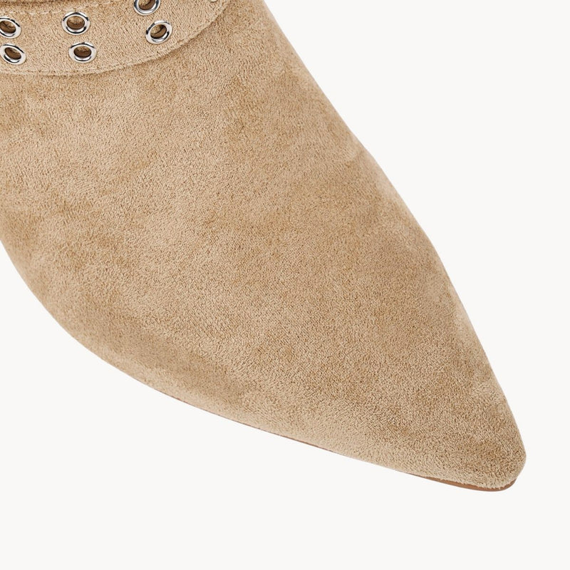 Suede Multi-Buckle Kitten Heel Ankle Boots