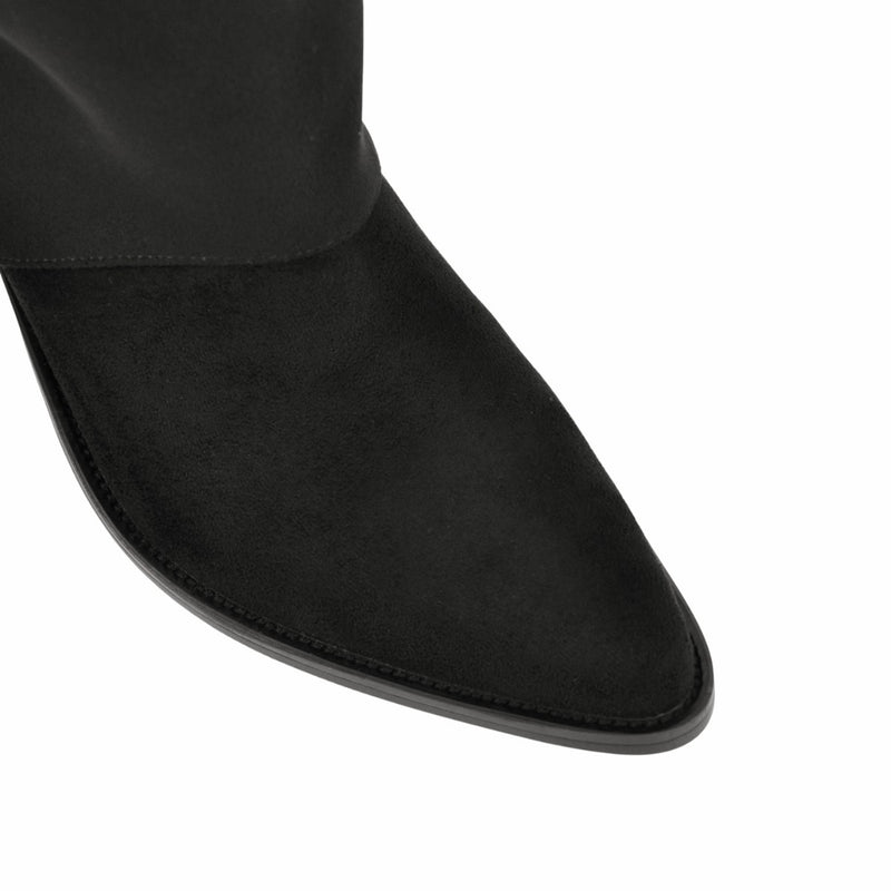 Suede Fold Over Mid-Calf Western Boots