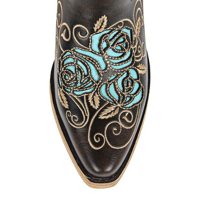 Floral Embroidery Mid-Calf Western Boots