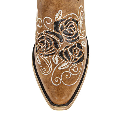 Floral Embroidery Mid-Calf Western Boots