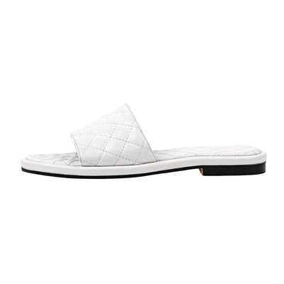 Round Toe Quilted Sandals Flats