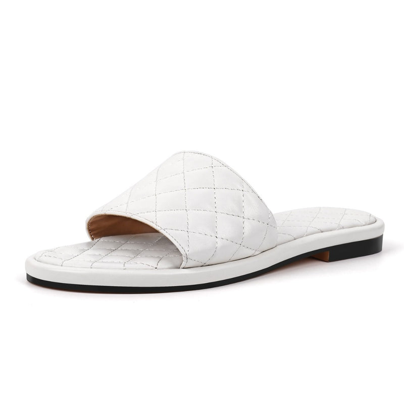 Round Toe Quilted Sandals Flats