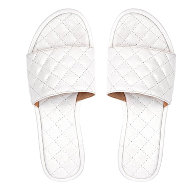 Round Toe Quilted Sandals Flats