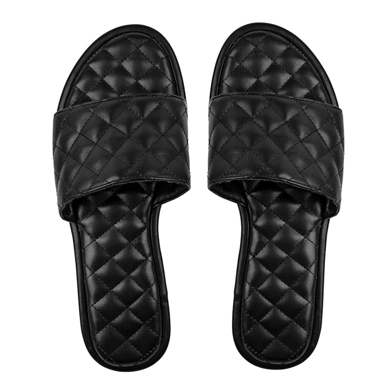 Round Toe Quilted Sandals Flats