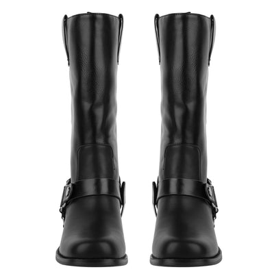 Buckle Strap Chunky Heel Mid-Calf Boots