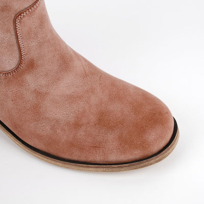 Round Toe Side Lace-up Zipper Ankle Boots