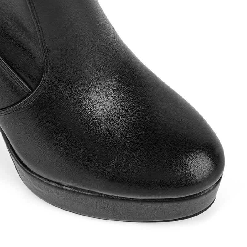 Round Toe Platform Zipper Ankle Boots