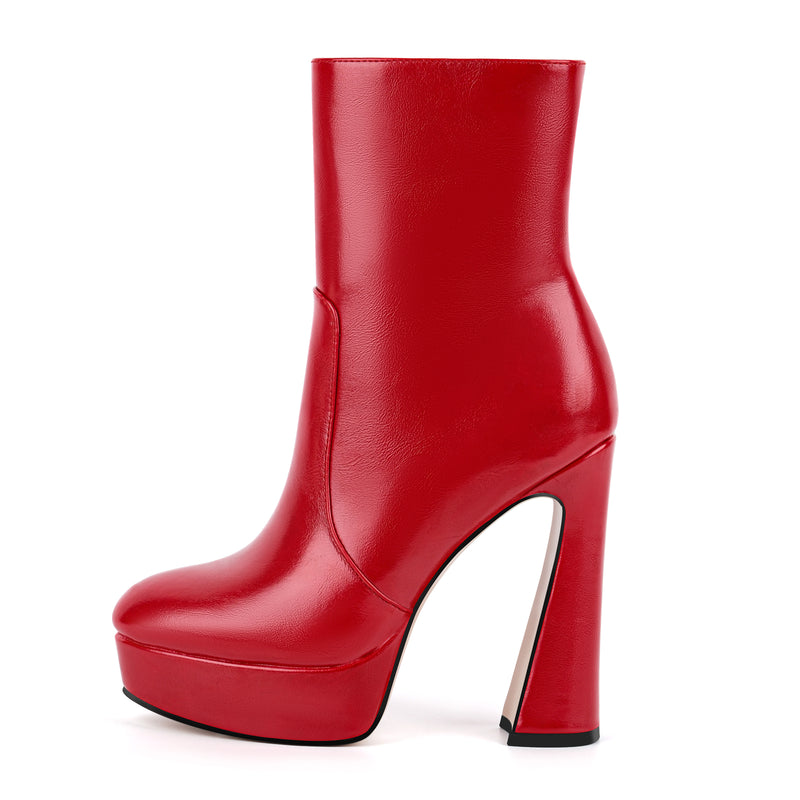 Platform Chunky Heel Zipper Ankle Boots