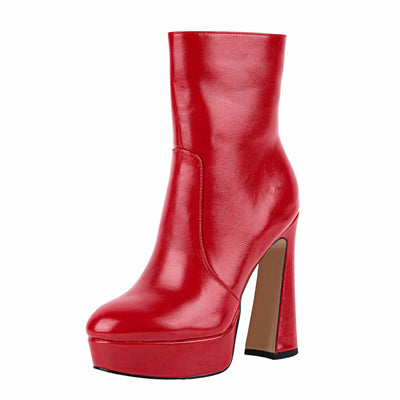 Platform Chunky Heel Zipper Ankle Boots