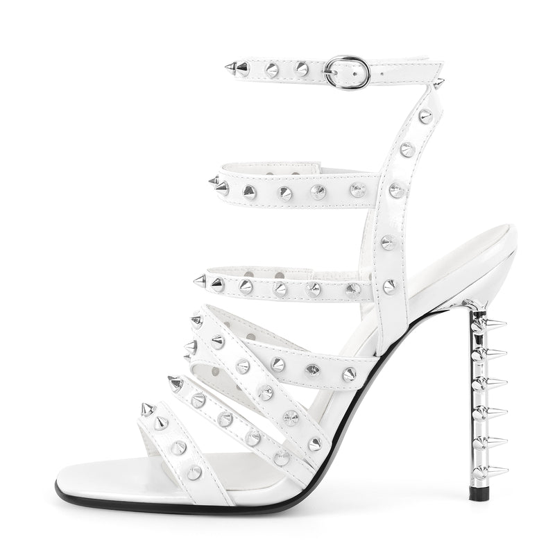 Square Toe Rivet Gladiator Ankle Strap Sandals