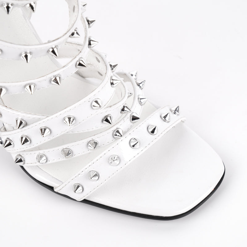 Square Toe Rivet Gladiator Ankle Strap Sandals