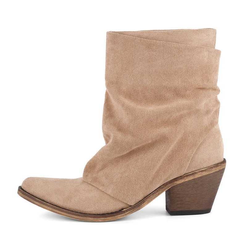 Suede Pointed Toe Western Ankle Boots
