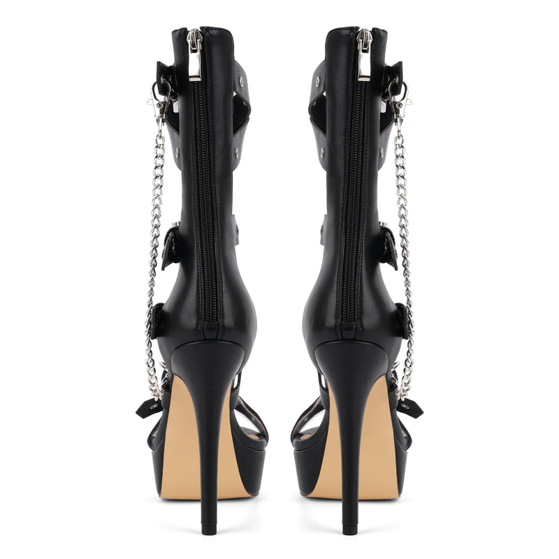 Platform Metal Chain Buckle Straps Sandals