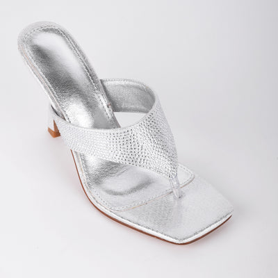 Square Toe Rhinestone Flip Flops Sandals