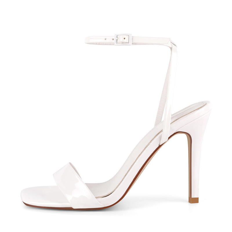 Square Toe Ankle Strap Stiletto Sandals