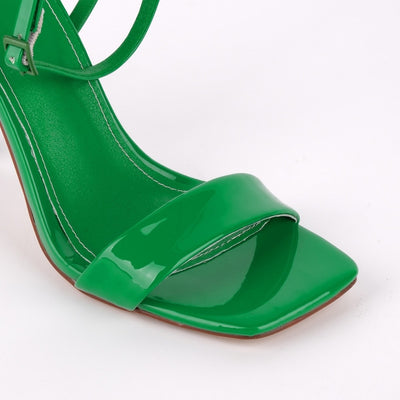Square Toe Ankle Strap Stiletto Sandals