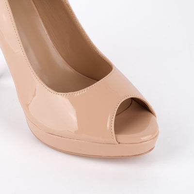 Peep Toe Platform Patent Leather High Heels