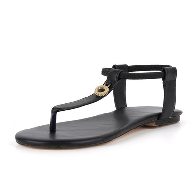 Round Toe Thong Elastic Strap Flats