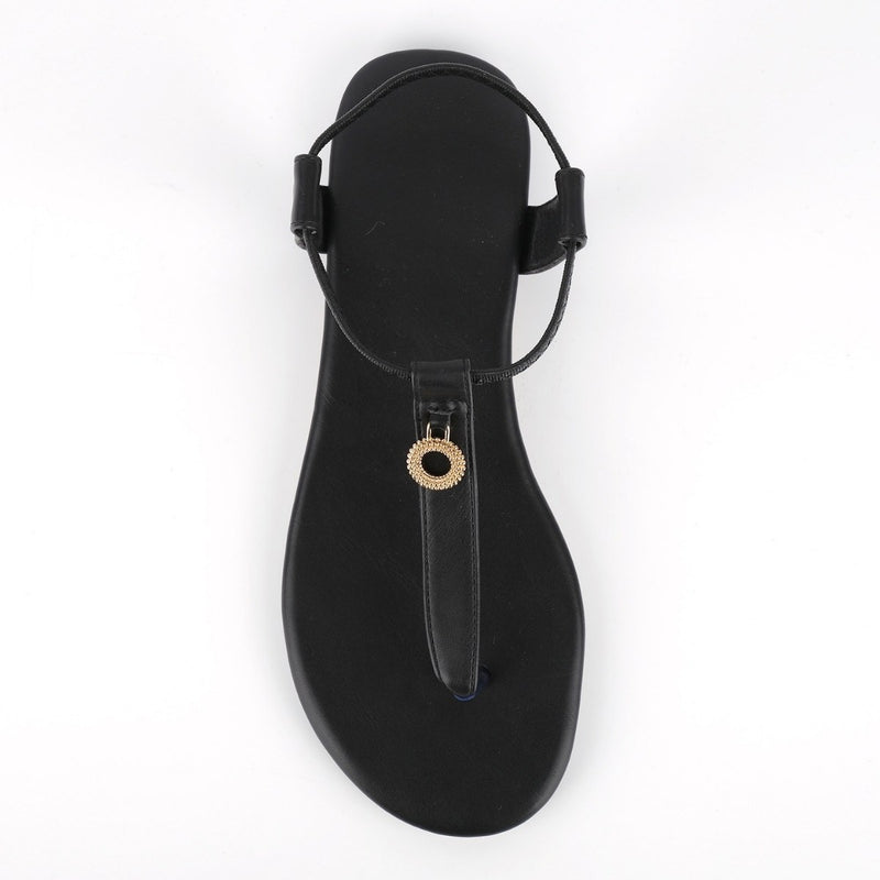 Round Toe Thong Elastic Strap Flats