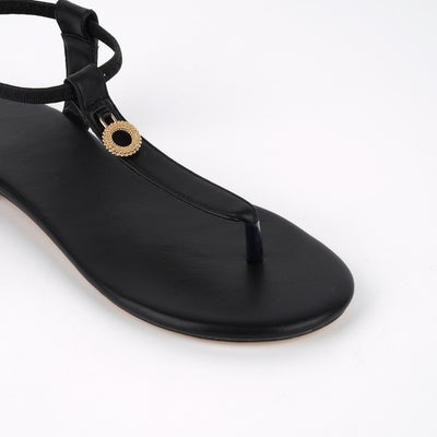 Round Toe Thong Elastic Strap Flats
