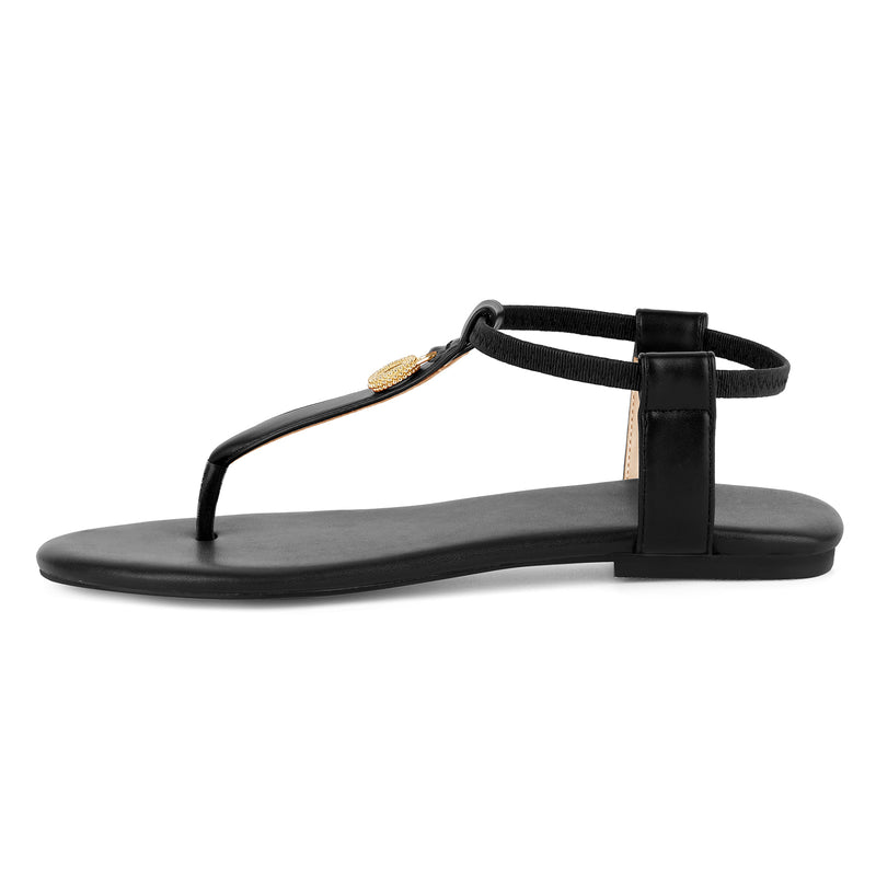 Round Toe Thong Elastic Strap Flats
