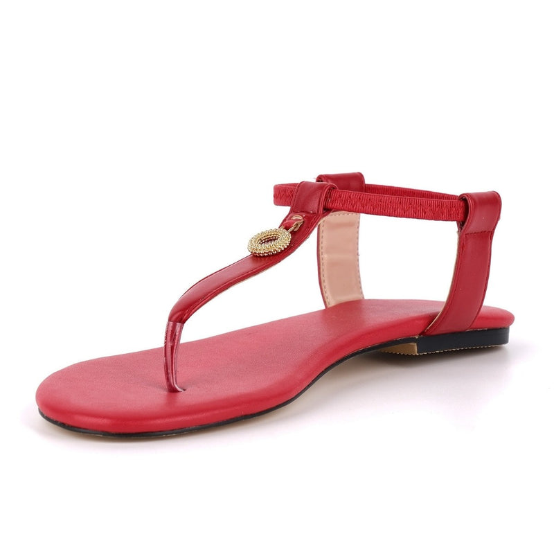 Round Toe Thong Elastic Strap Flats