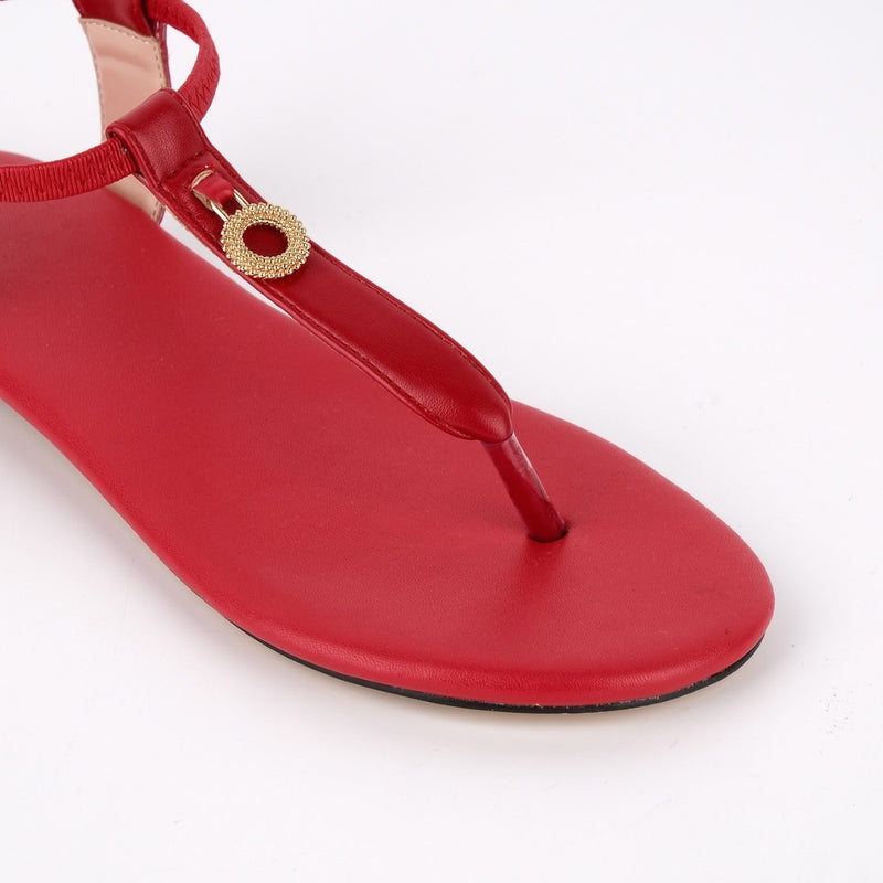 Round Toe Thong Elastic Strap Flats
