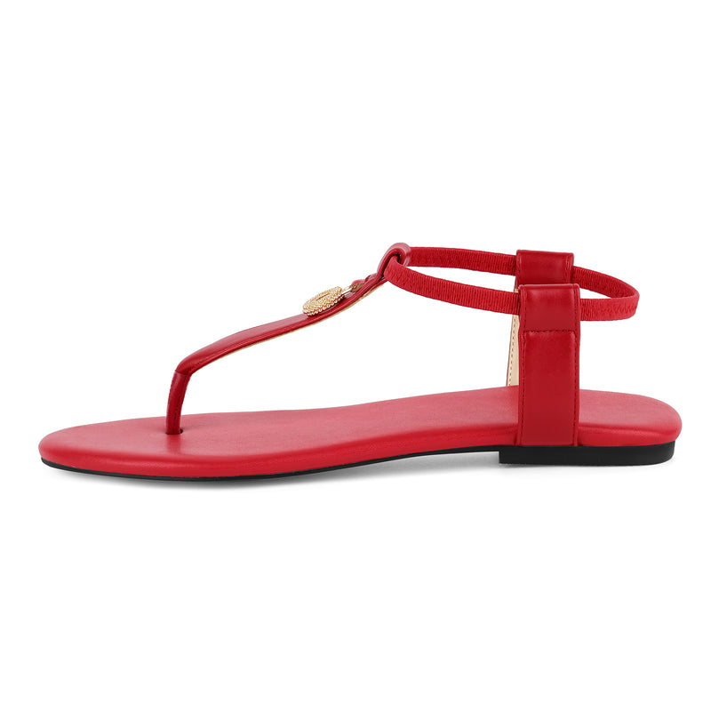 Round Toe Thong Elastic Strap Flats