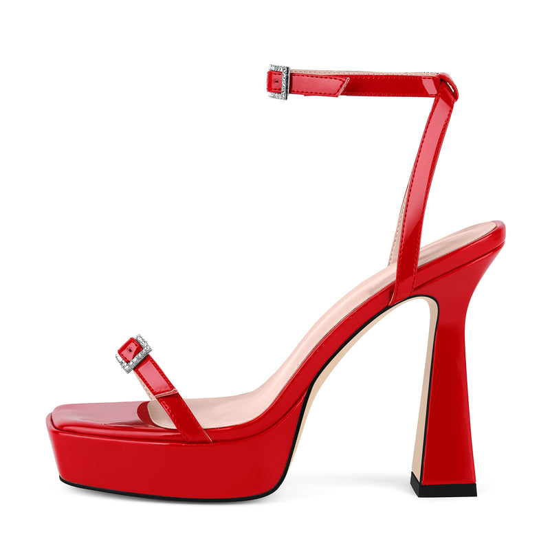 Square Toe Platform Ankle Strap Sandals