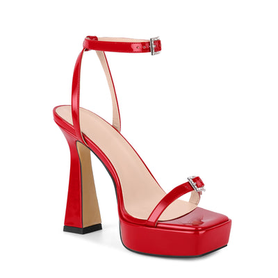 Square Toe Platform Ankle Strap Sandals