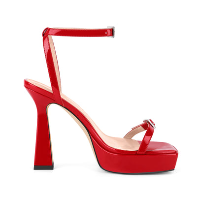 Square Toe Platform Ankle Strap Sandals