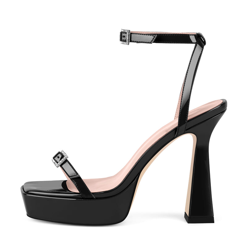 Square Toe Platform Ankle Strap Sandals
