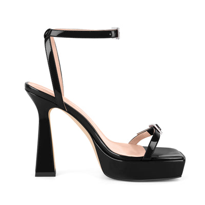 Square Toe Platform Ankle Strap Sandals