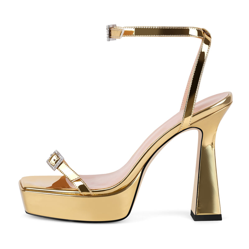 Square Toe Platform Ankle Strap Sandals