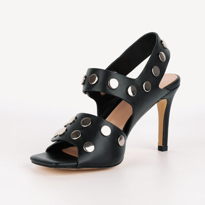Square Toe Rivet Buckle Strap Sandals
