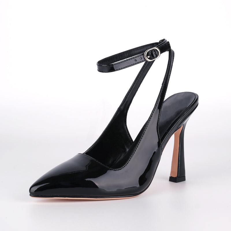 Pointed Toe Ankle Strap Slingback Pumps