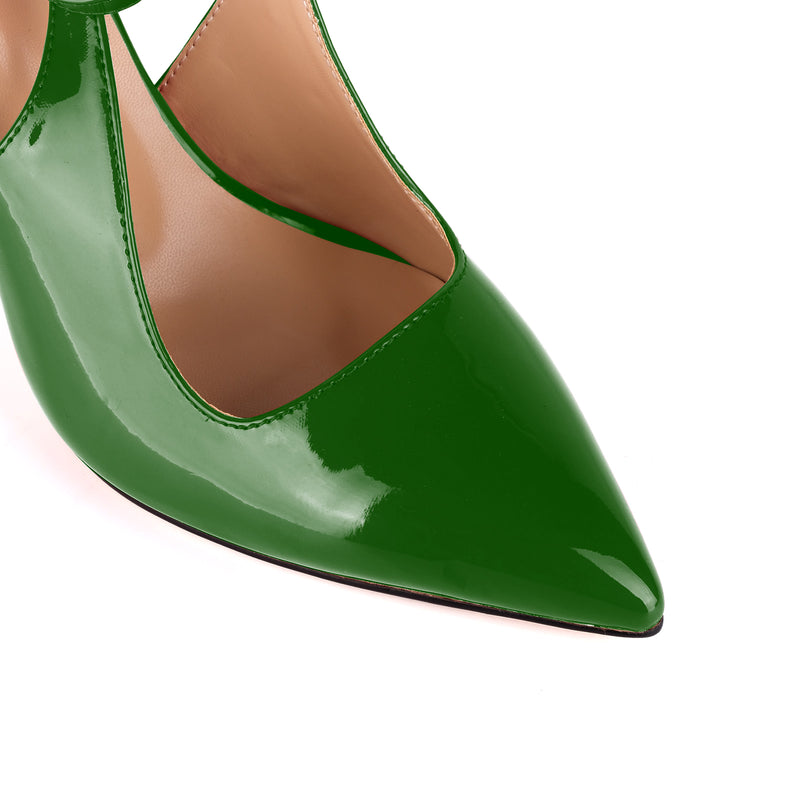 Pointed Toe Ankle Strap Slingback Pumps