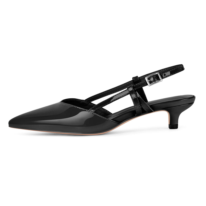 Pointed Toe Slingback Kitten Heel Pumps