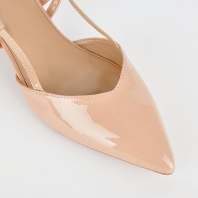 Pointed Toe Slingback Kitten Heel Pumps