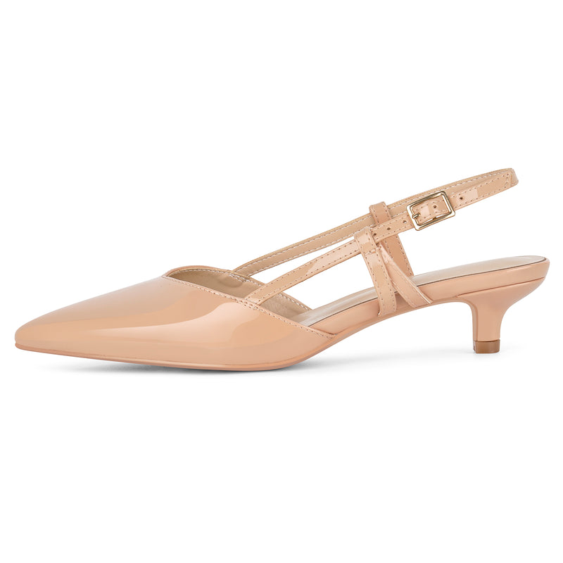 Pointed Toe Slingback Kitten Heel Pumps