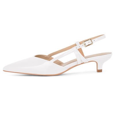 Pointed Toe Slingback Kitten Heel Pumps