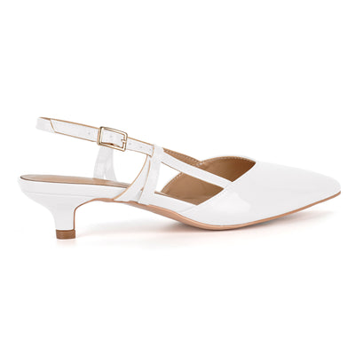 Pointed Toe Slingback Kitten Heel Pumps