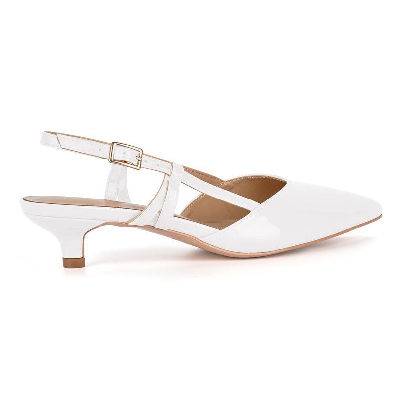 Pointed Toe Slingback Kitten Heel Pumps