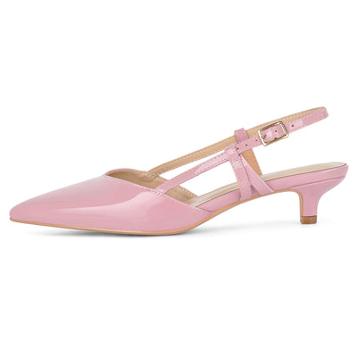 Pointed Toe Slingback Kitten Heel Pumps