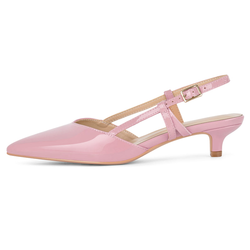 Pointed Toe Slingback Kitten Heel Pumps