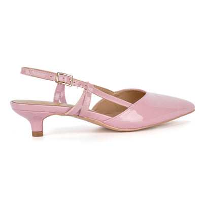 Pointed Toe Slingback Kitten Heel Pumps