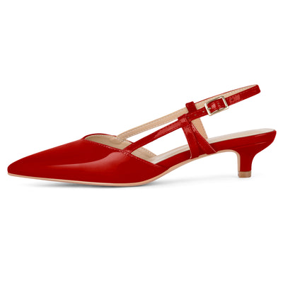 Pointed Toe Slingback Kitten Heel Pumps
