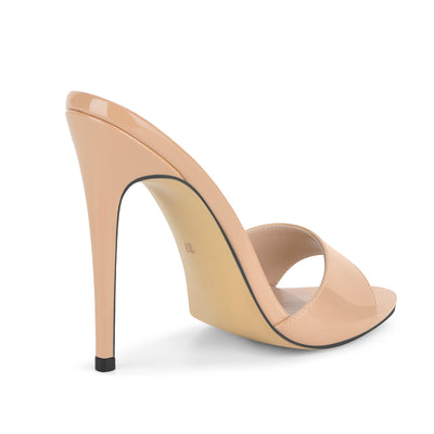 Pointed Toe Patent Leather Sandals Mules