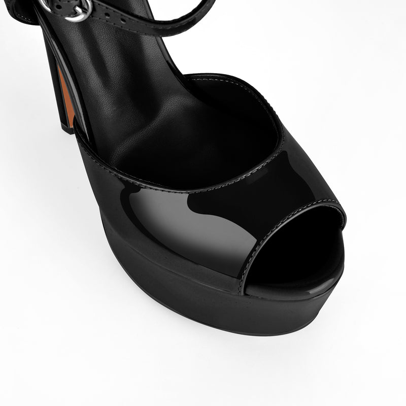 Platform Ankle Double Strap Patent Sandals