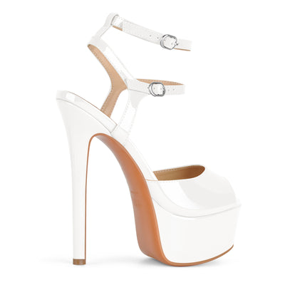 Platform Ankle Double Strap Patent Sandals